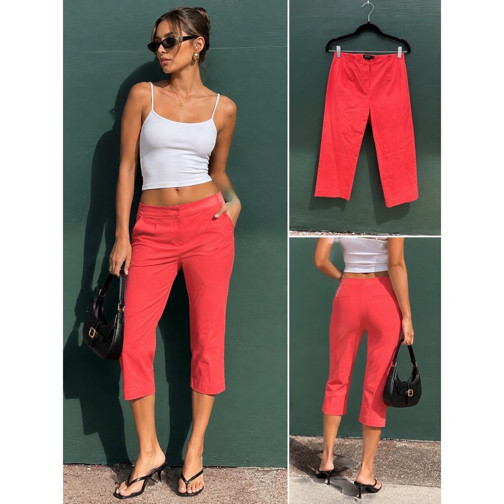 Vintage 90s Womyn Coral Capri Pants Deadstock Minimalist Tailored Mid Rise 2